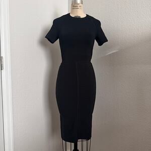 Maje Relatia Black Knit Bodycon Midi Dress XS
